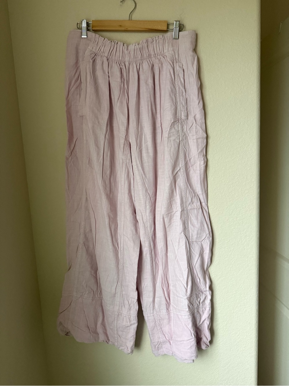 Free People Days End Linen Pull on Pants Baby Pink Size L